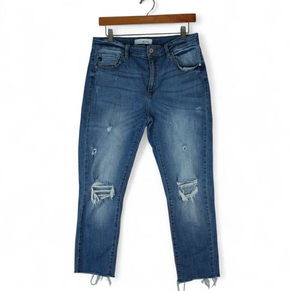 Kancan Jeans Womens 13/30 Ankle Cropped Distressed High Rise Raw Hem Stretch - Picture 1 of 10